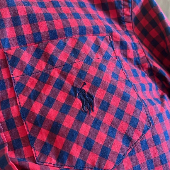 Ralph Lauren Kids Red Plaid Button Down Polo Top - Picture 6 of 6